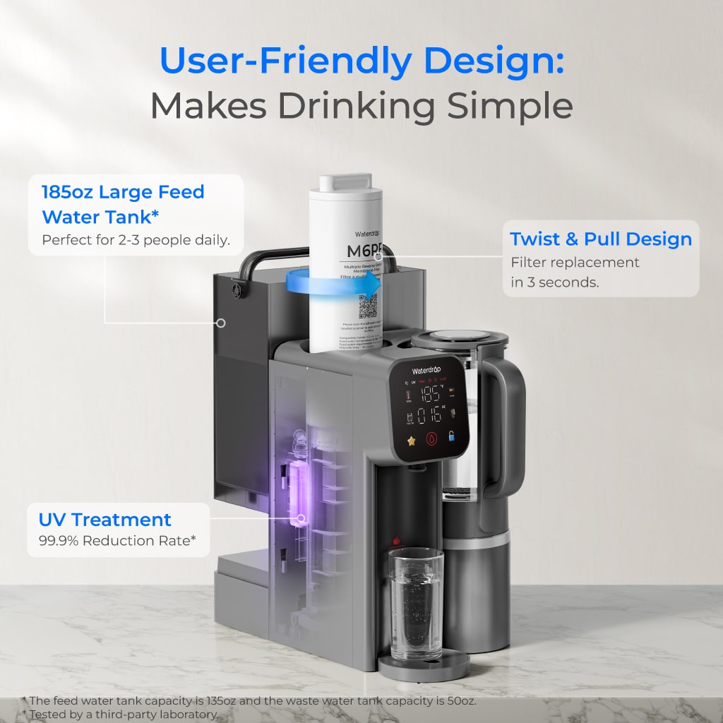 Waterdrop M6H Instant Hot Reverse Osmosis System, Countertop RO Filter - view 5