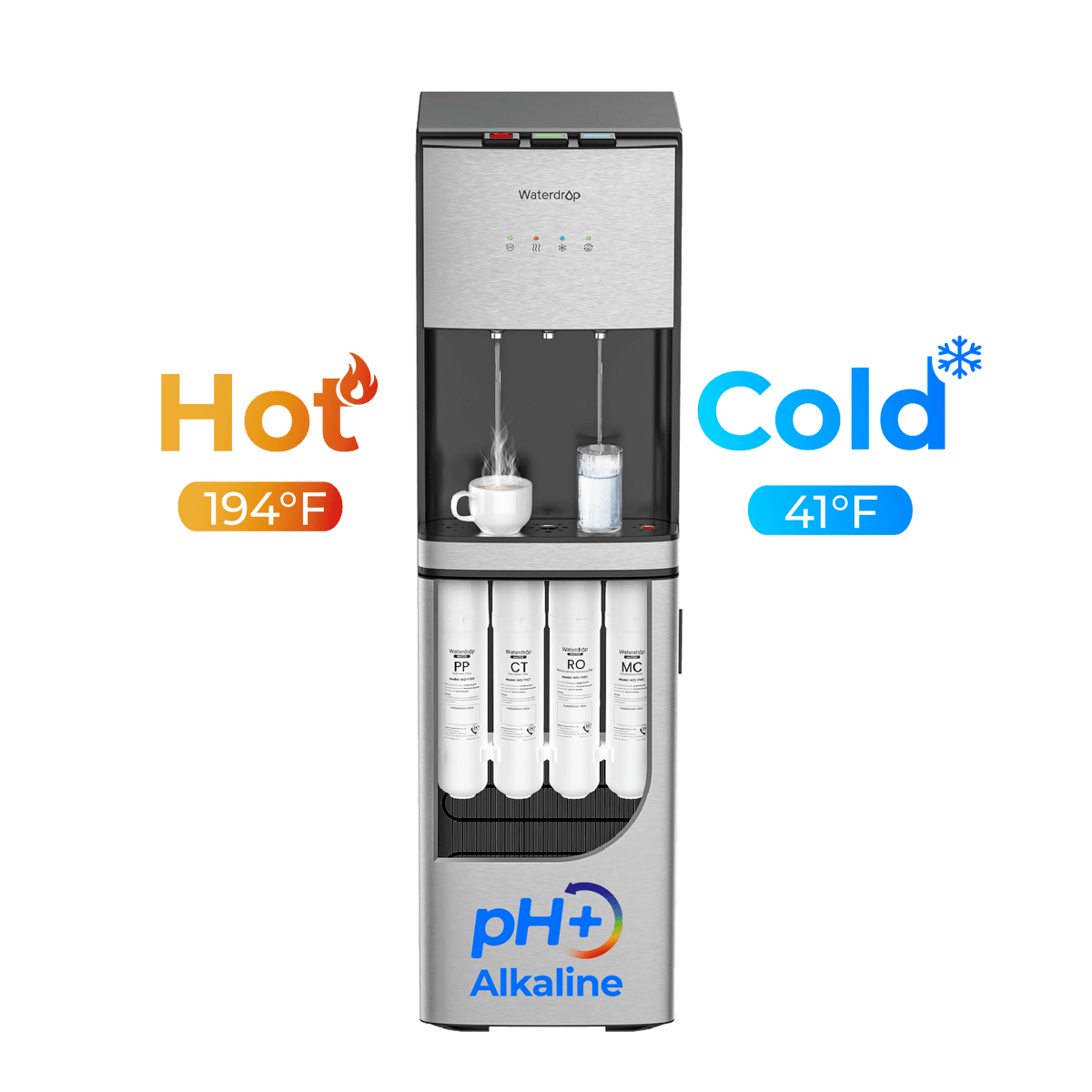 Waterdrop Y1CH Mineral Reverse Osmosis Bottleless Water Cooler, Silver - view 1