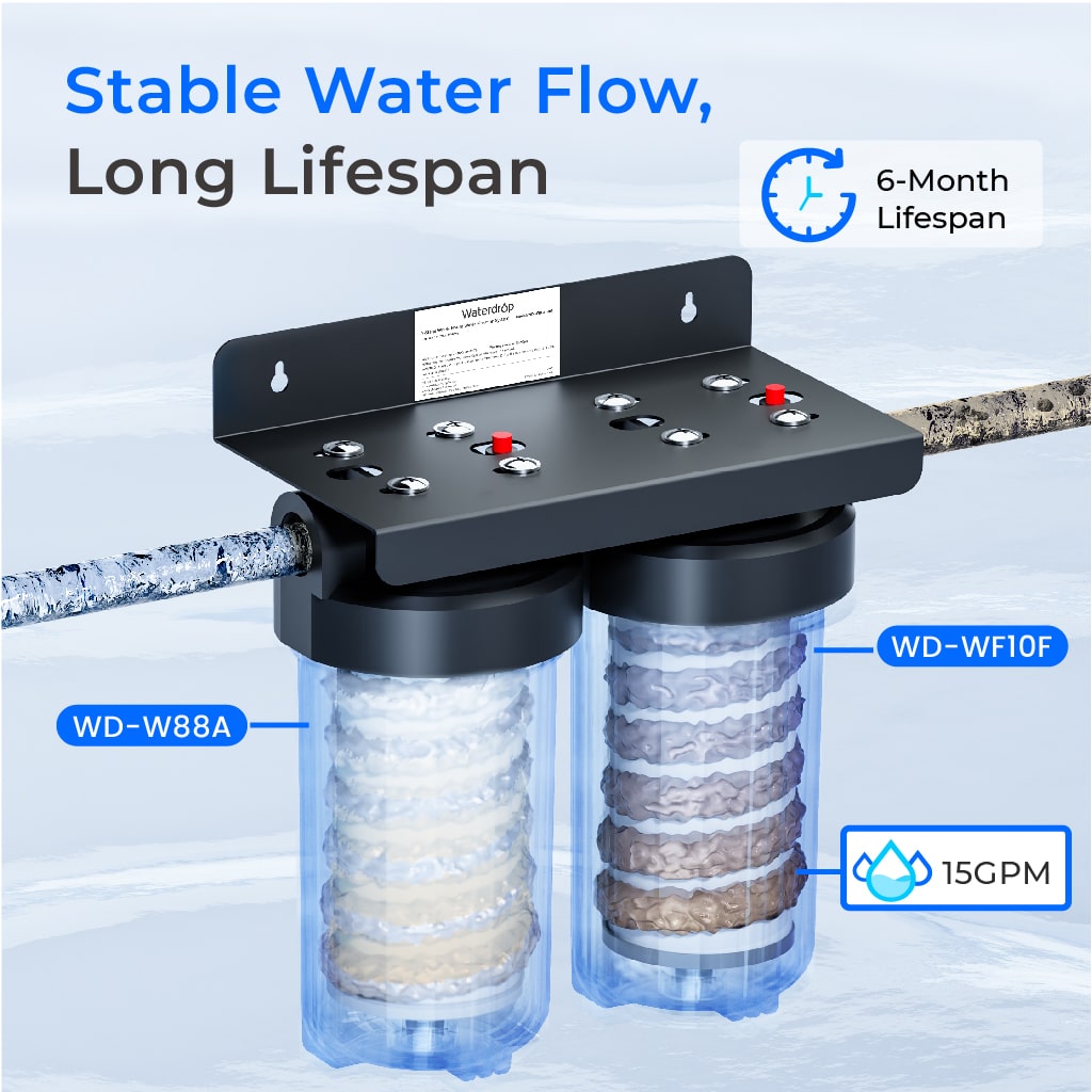 Waterdrop 2-Stage Whole House Water Filter System Reduce Iron&Manganese - view 6