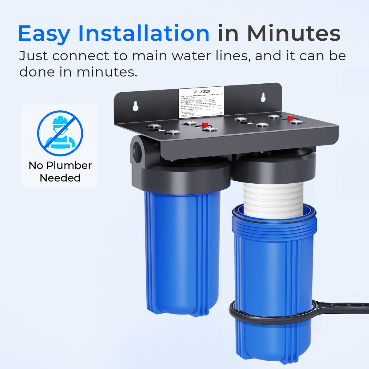 Waterdrop WHF21-PG 5 Micron 2-Stage Whole House Water Filtration System - view 7