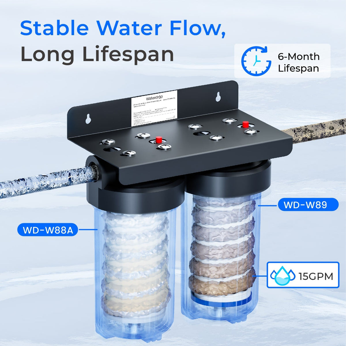Waterdrop WHF21-PG 5 Micron 2-Stage Whole House Water Filtration System - view 8